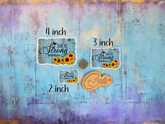 She is Strong, Proverbs 31:25 Bible Verse Scripture Faith Sticker or Magnet