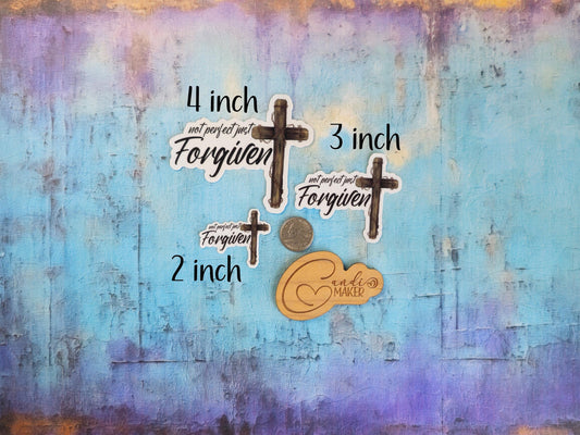 Not Perfect Just Forgiven, Bible Scripture Faith Sticker or Magnet