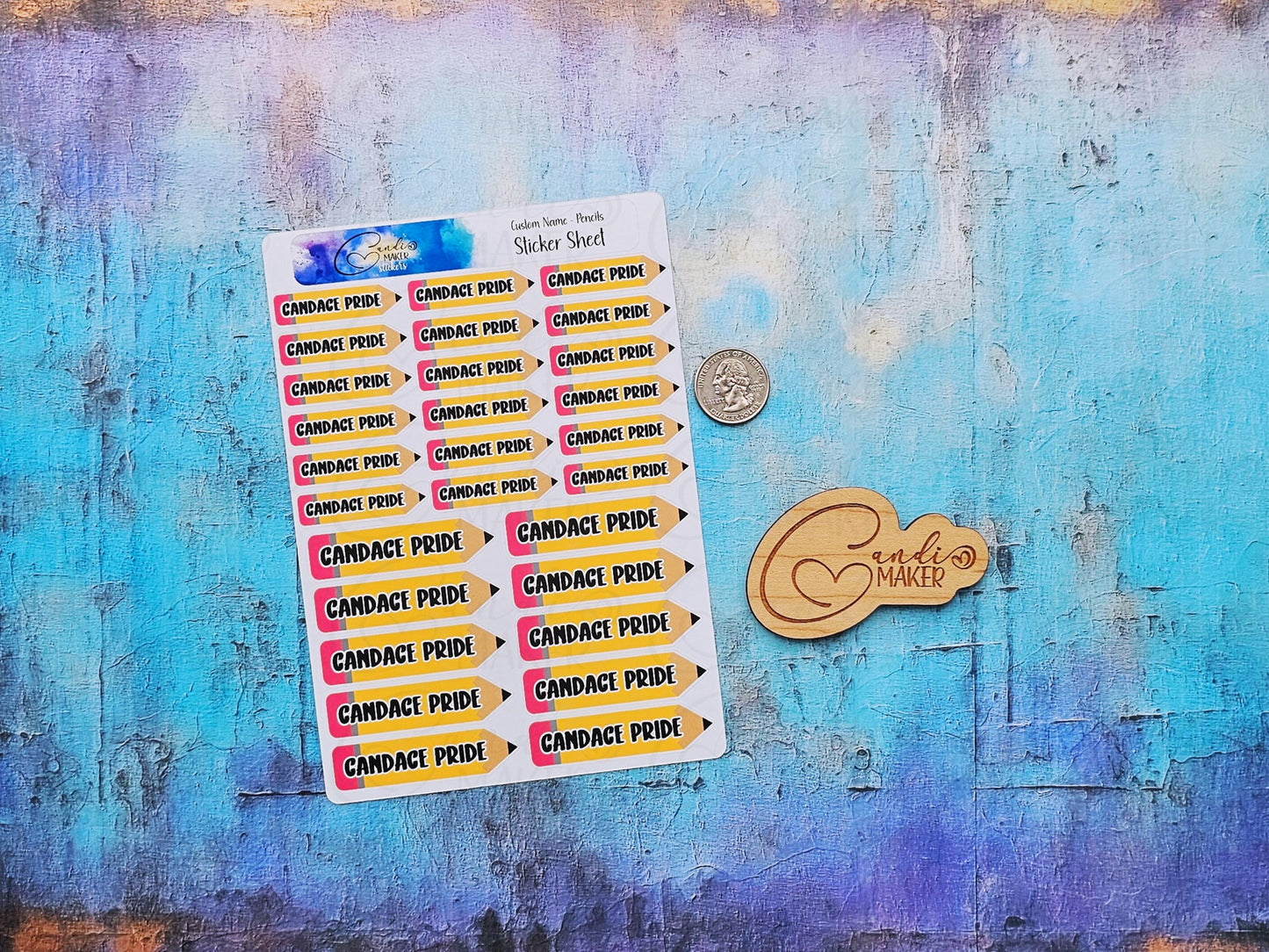 Back to School Personalized Name Label Stickers, Pencil