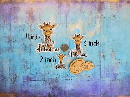 Stand Tall and Be Fabulous, Cute Baby Giraffe Motivational Sticker or Magnet