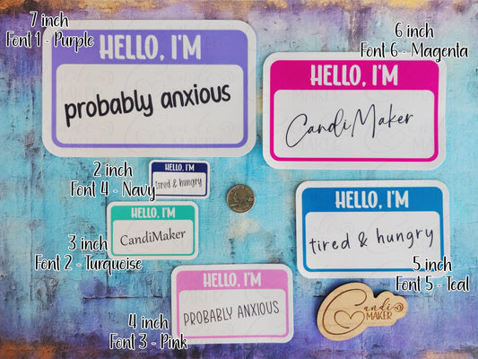 Personalized Hello I'm Nametag Sticker or Magnet