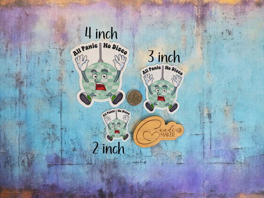 All Panic No Disco, Funny Mental Health Sticker or Magnet