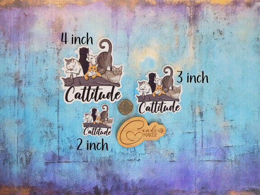 Cattitude, Funny Cat Sticker or Magnet
