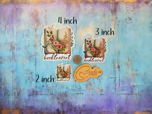 Booktrovert, Floral Reading Sticker or Magnet