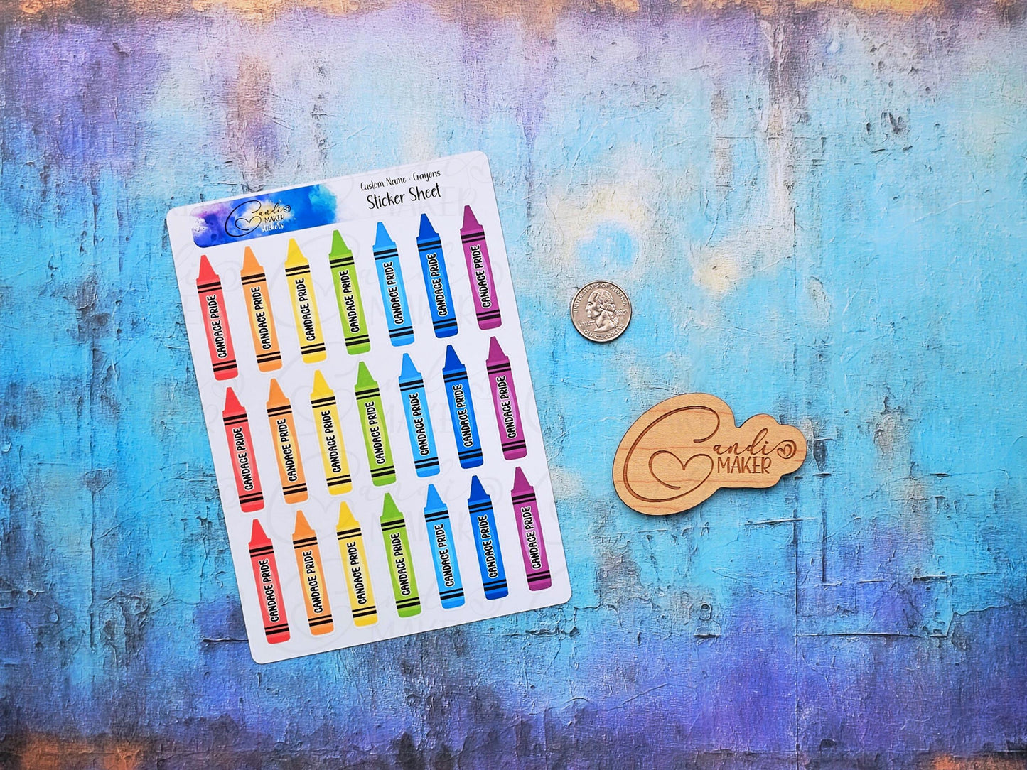 Back to School Personalized Name Label Stickers, Crayon