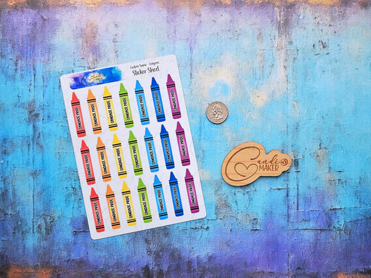 Back to School Personalized Name Label Stickers, Crayon