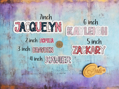 Hearts Custom Name Sticker or Magnet