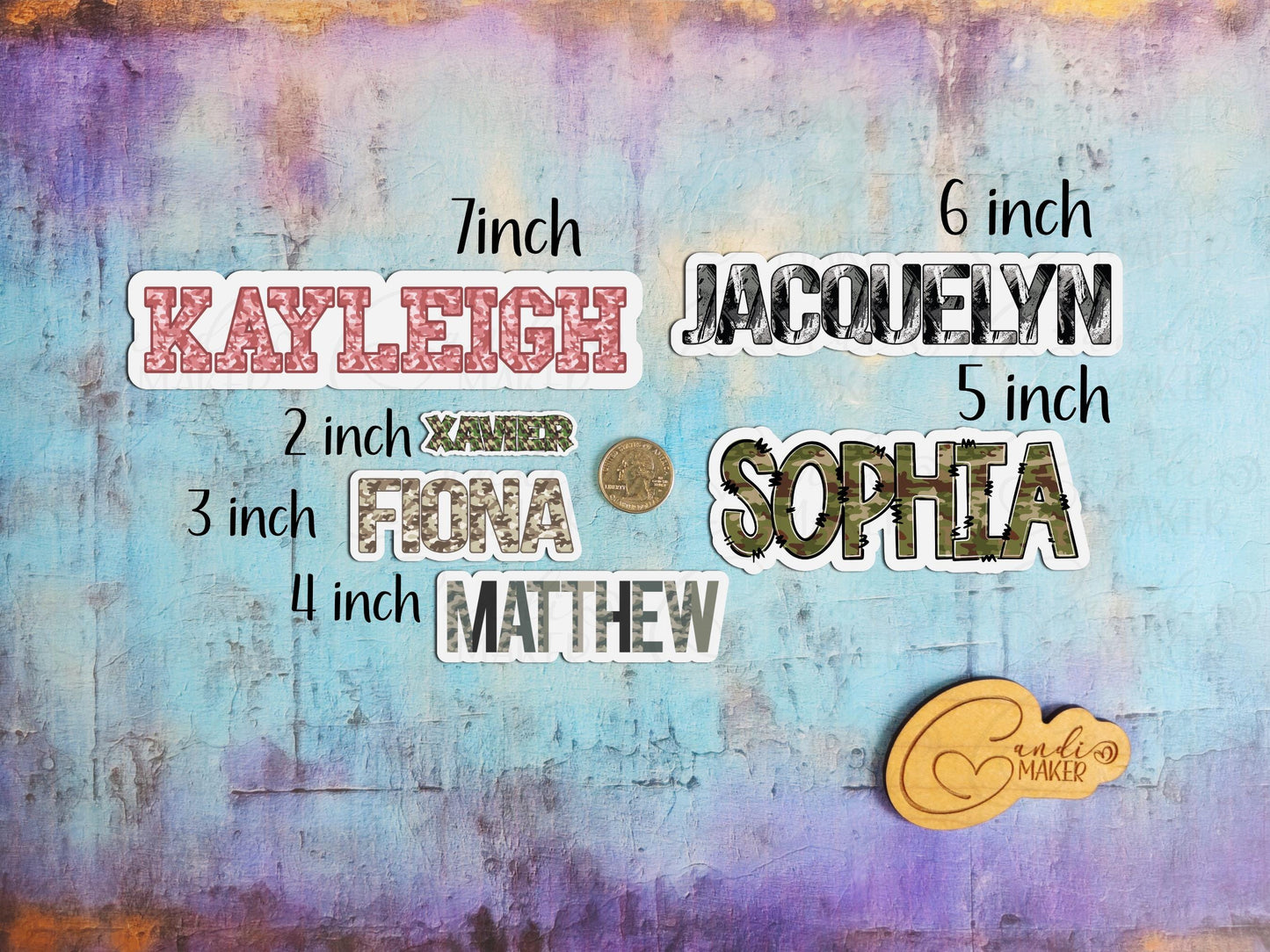 Camouflage Print Custom Name Sticker or Magnet