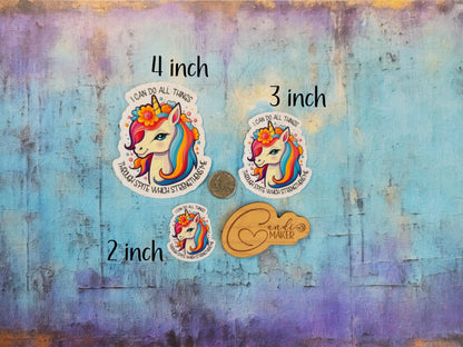 I Can Do All Things Through Spite Which Strengthens Me, Funny Unicorn Sticker or Magnet