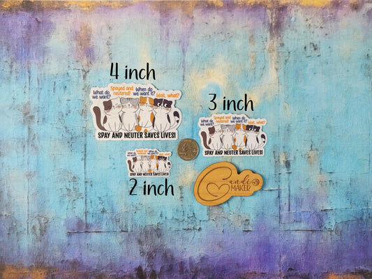 Spay And Neuter Saves Lives, Funny Cat Rescue Adoption Sticker or Magnet