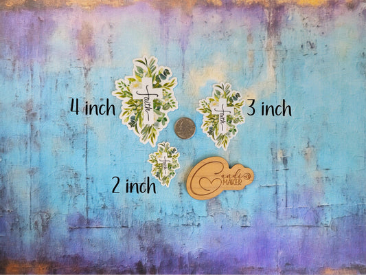 Faith, White Cross, Religious Sticker or Magnet