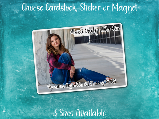 Personalized Graduation Announcement Card, Sticker, or Magnet