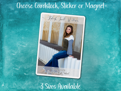 Personalized Graduation Announcement Card, Sticker, or Magnet