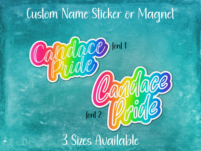 Personalized 90s Rainbow Name Sticker or Magnet