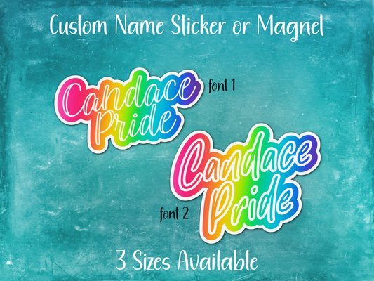 Personalized 90s Rainbow Name Sticker or Magnet