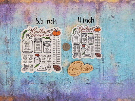 Grateful Heart Fall Kitchen Measurement Conversion Refrigerator Sticker or Magnet