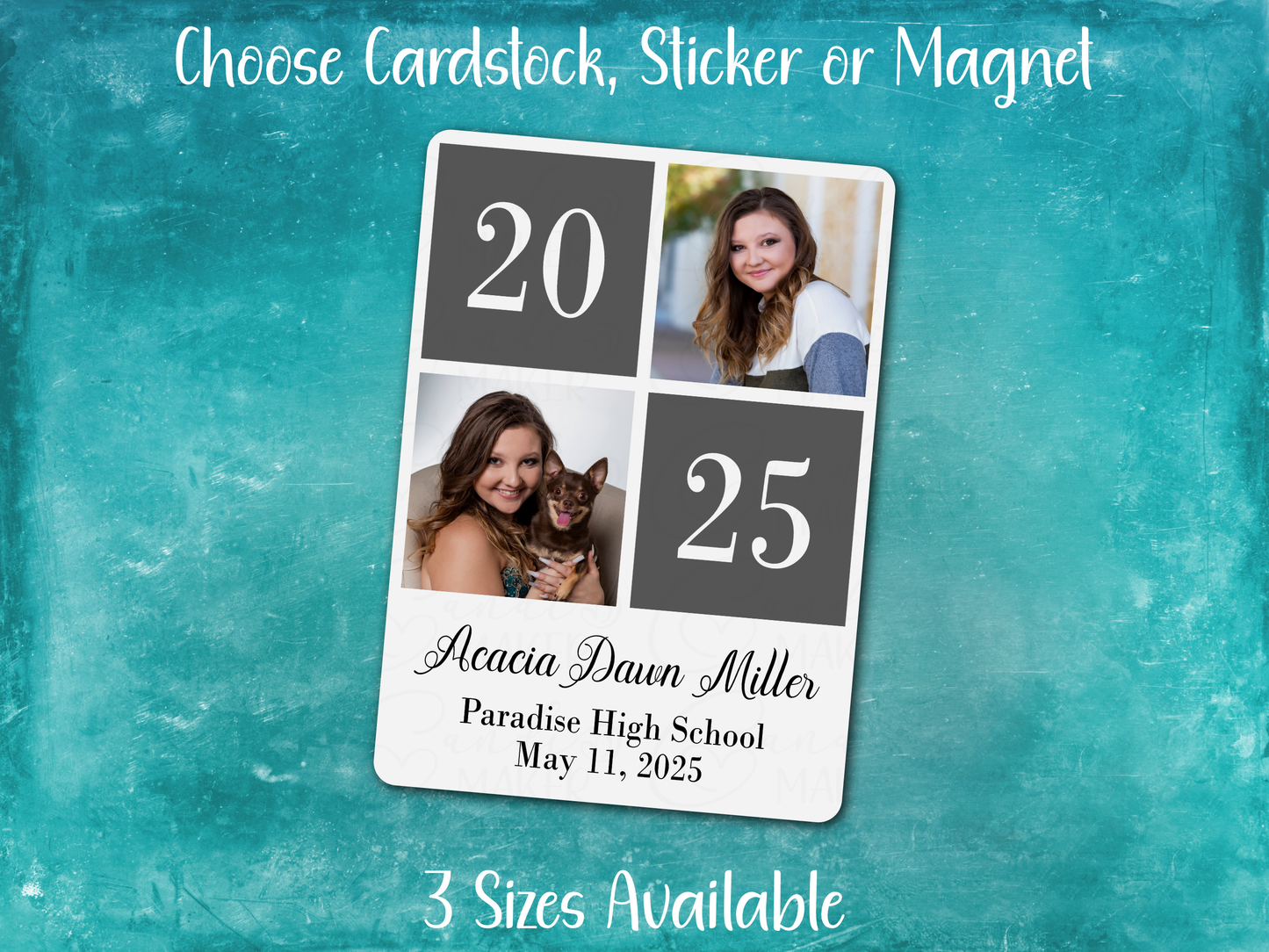 Personalized Graduation Announcement Card, Sticker, or Magnet