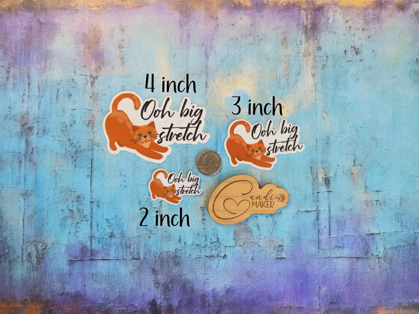 Ooh Big Stretch, Funny Orange Cat Sticker or Magnet