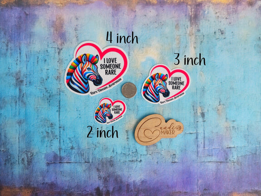 I Love Someone Rare, Rare Disease Awareness Zebra Sticker or Magnet