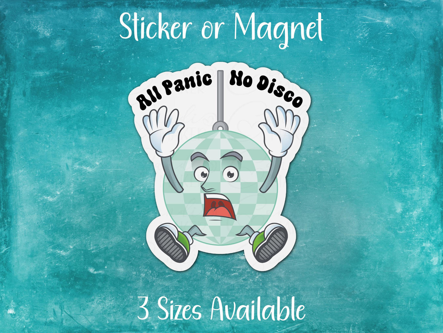 All Panic No Disco, Funny Mental Health Sticker or Magnet