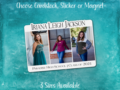 Personalized Graduation Announcement Card, Sticker, or Magnet
