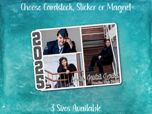 Personalized Graduation Announcement Card, Sticker, or Magnet