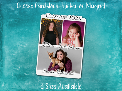 Personalized Graduation Announcement Card, Sticker, or Magnet