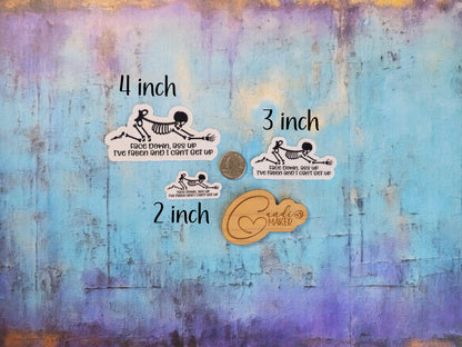 Face Down, Ass Up I've Fallen And I Can't Get Up, Funny Clumsy Skeleton Sticker or Magnet