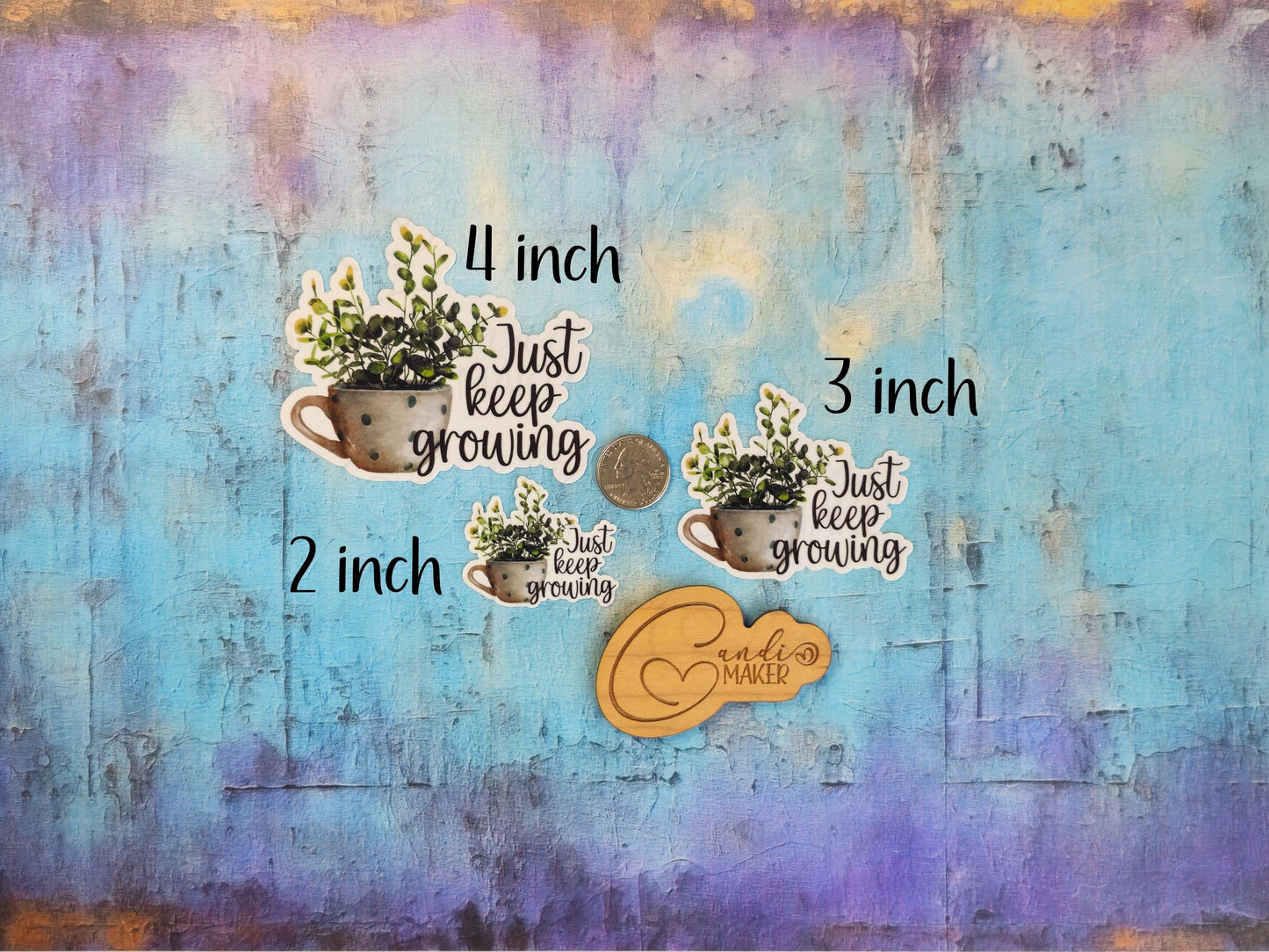 Just Keep Growing, Motivational Houseplant Sticker or Magnet