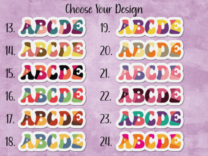Retro Groovy Color Block Custom Name Sticker or Magnet