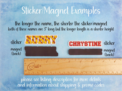 Retro Groovy Color Block Custom Name Sticker or Magnet