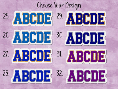 Faux Chenille Letter Jacket Design Custom Name Sticker or Magnet