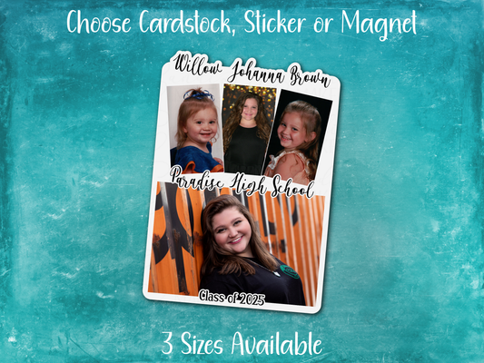 Personalized Graduation Announcement Card, Sticker, or Magnet