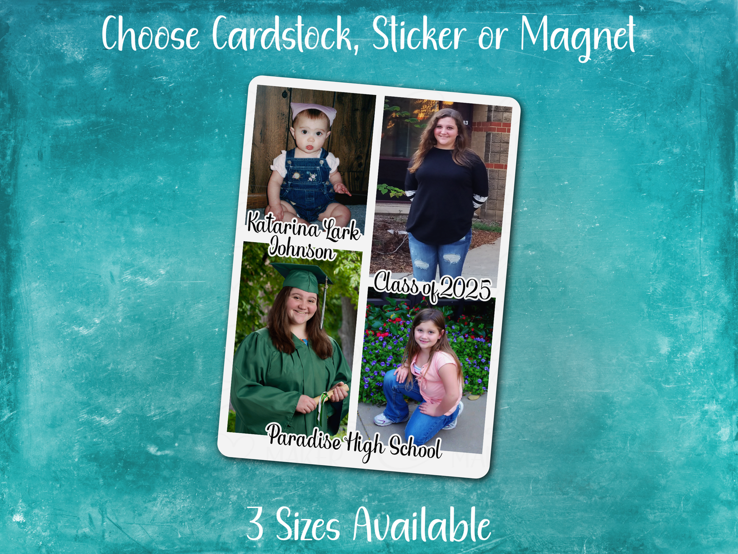 Personalized Graduation Announcement Card, Sticker, or Magnet