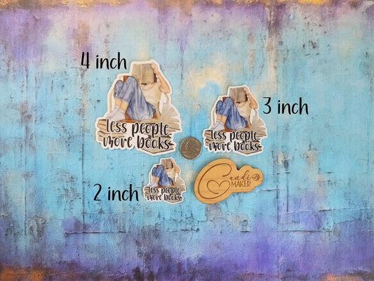 Less People More Books, Funny Introvert Reading Sticker or Magnet