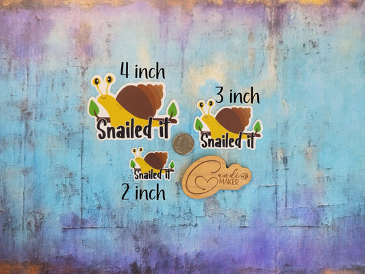 Snailed It, Funny Animal Pun Woodland Creature Sticker or Magnet