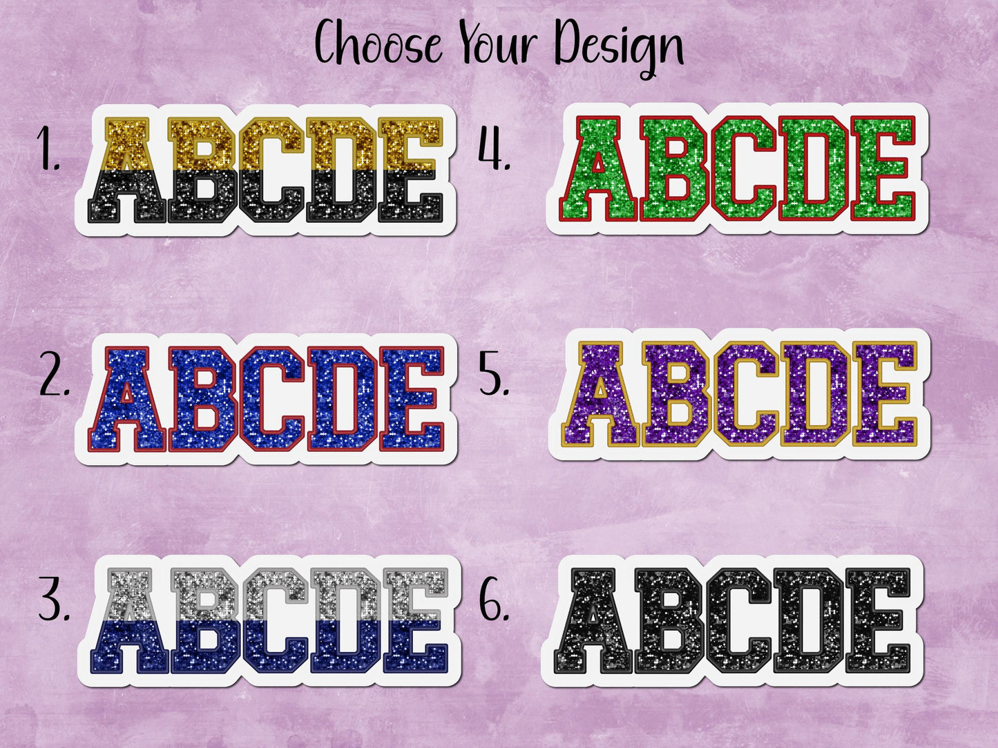 Faux Sequin Varsity Style Custom Name Sticker or Magnet