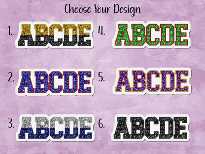 Faux Sequin Varsity Style Custom Name Sticker or Magnet