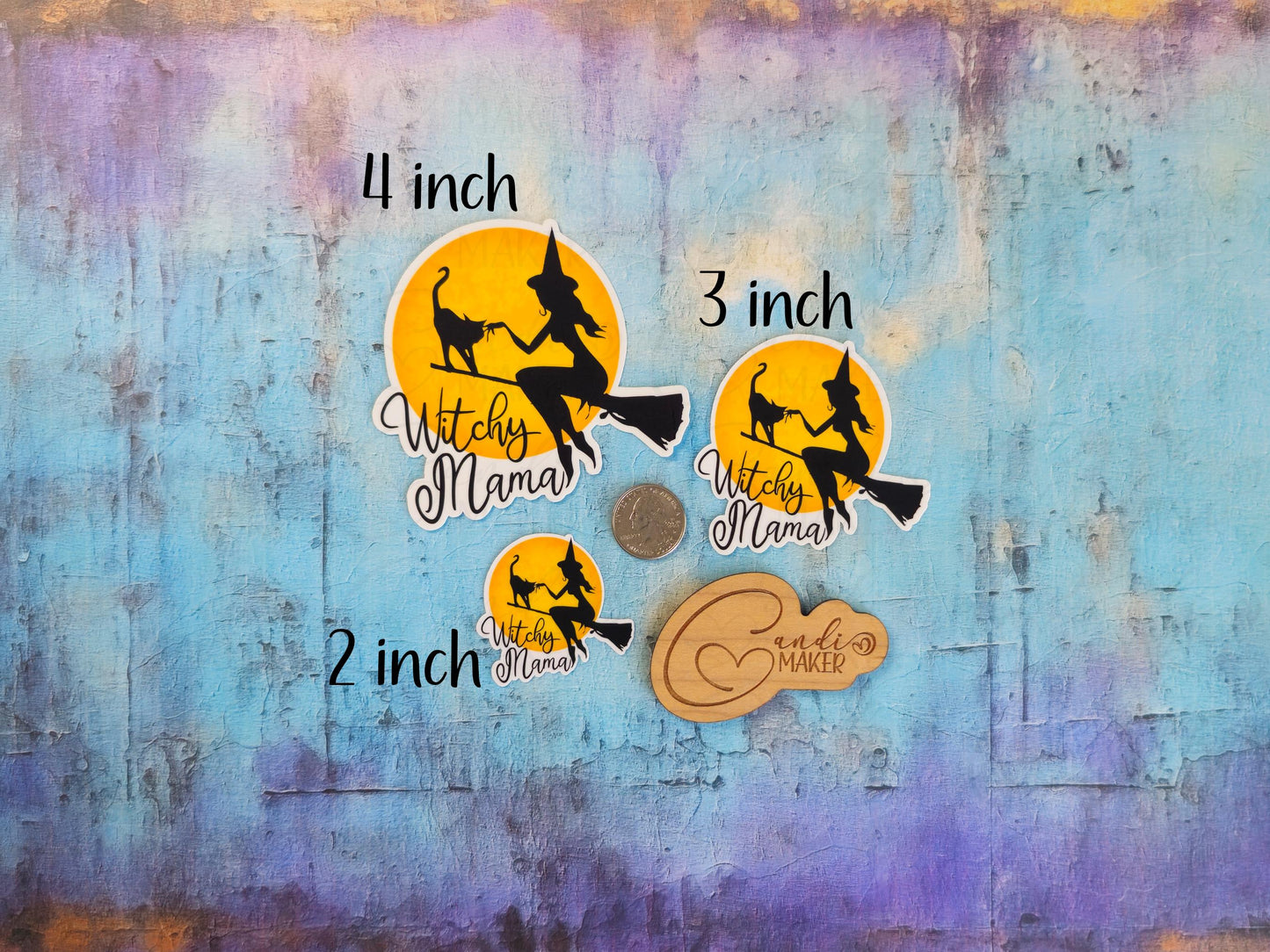 Witchy Mama, Funny Witch Silhouette Sticker or Magnet