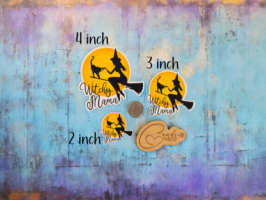Witchy Mama, Funny Witch Silhouette Sticker or Magnet