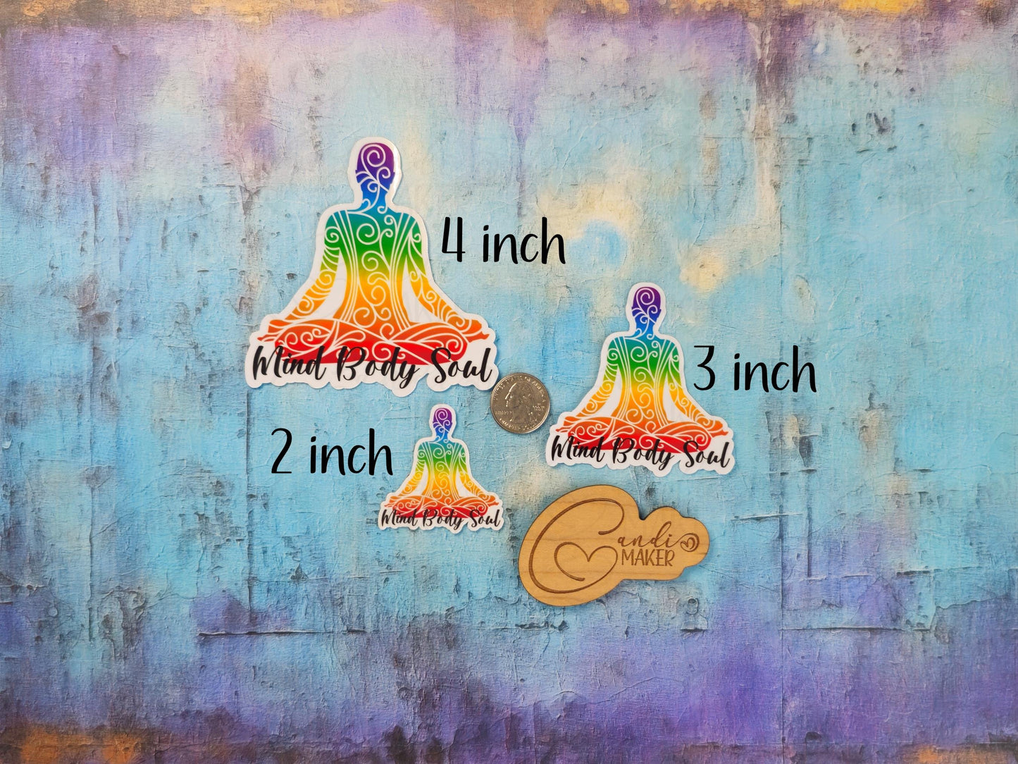 Mind Body Soul, Meditation Chakra Sticker or Magnet