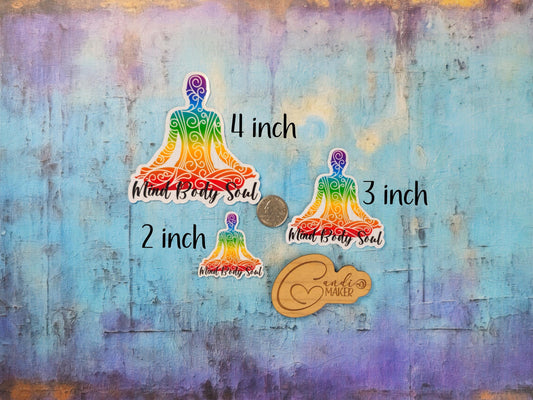 Mind Body Soul, Meditation Chakra Sticker or Magnet