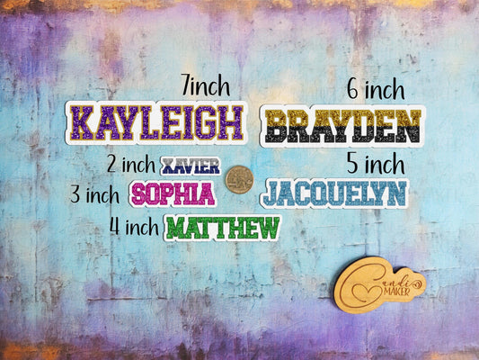 Faux Sequin Varsity Style Custom Name Sticker or Magnet