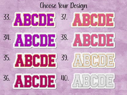 Faux Chenille Letter Jacket Design Custom Name Sticker or Magnet