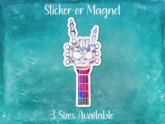 Skeleton Rock Guitar Sticker or Magnet