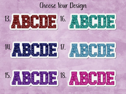 Faux Sequin Varsity Style Custom Name Sticker or Magnet