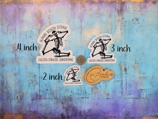 Human Bendy Straw, Funny Ehlers Danlos Syndrome Skeleton Sticker or Magnet