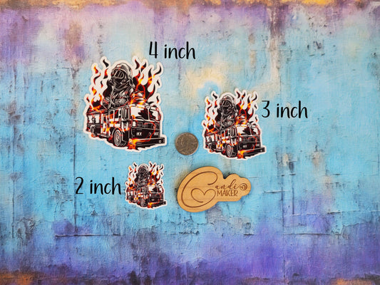 Flame Overlay Firefighter Sticker or Magnet