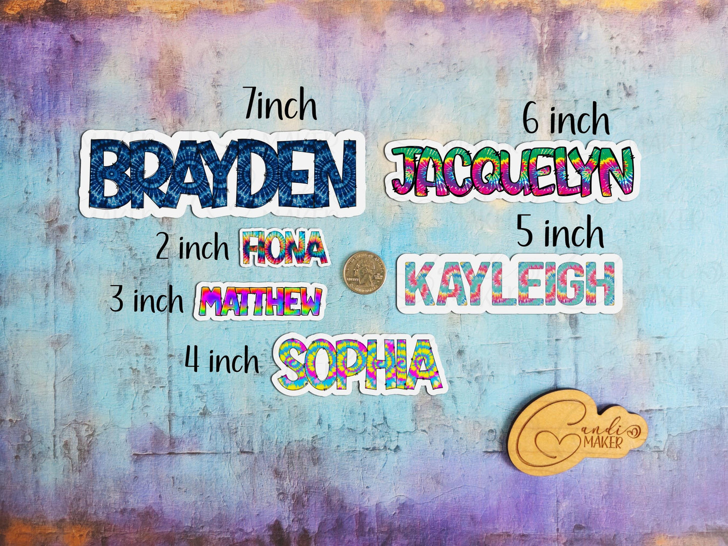 Tie-Dye Custom Name Sticker or Magnet