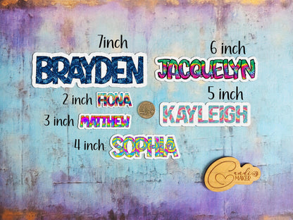 Tie-Dye Custom Name Sticker or Magnet